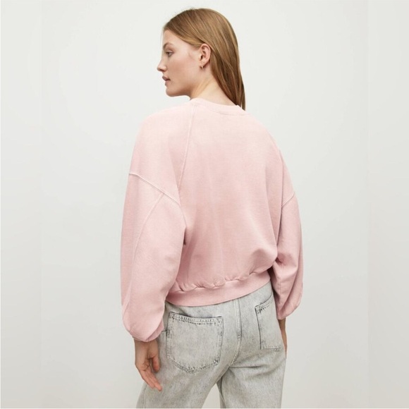 All Saints Relaxed Cropped Lilac-Pink Sweatshirt - Picture 3 of 13